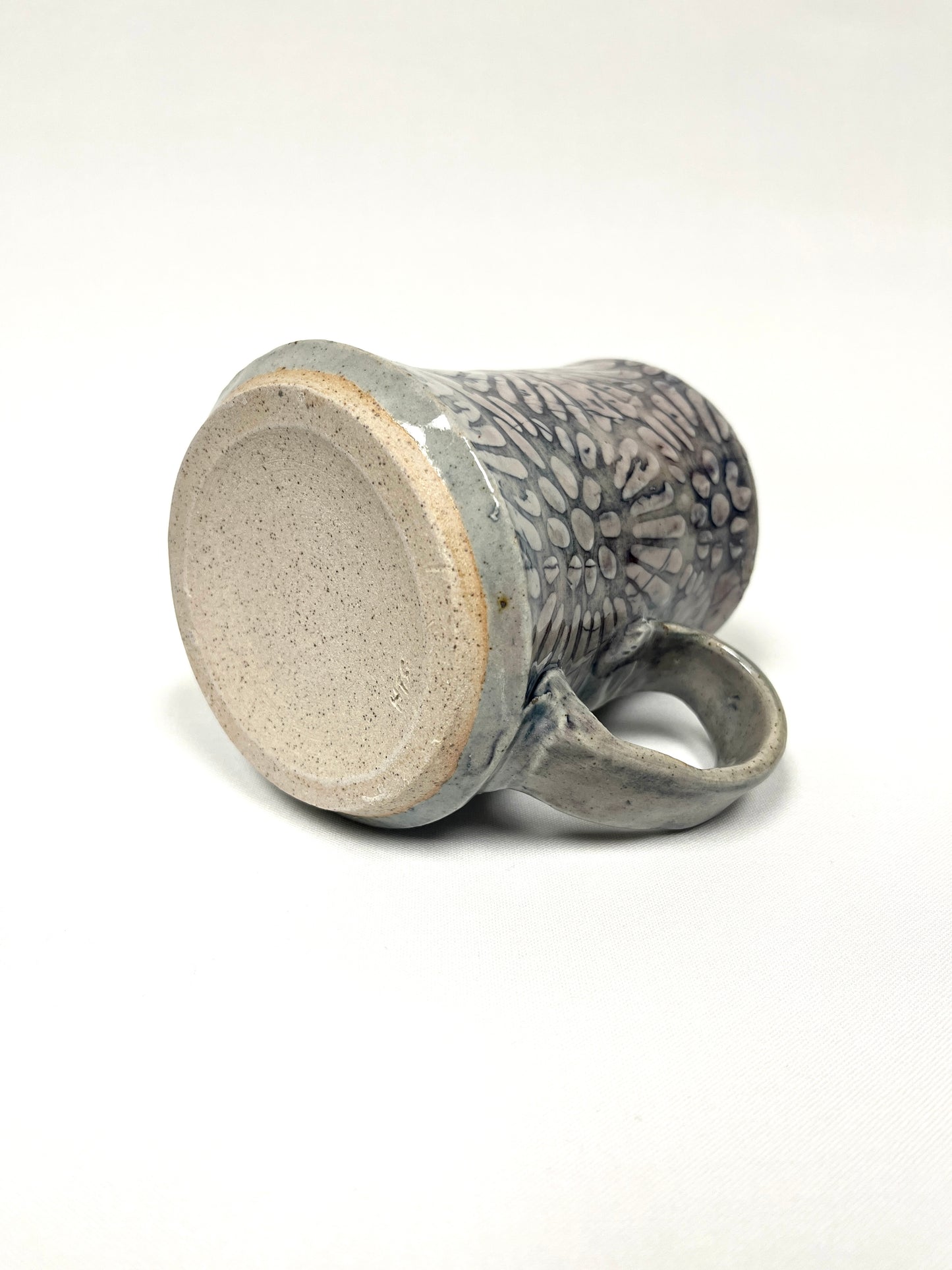 Grey Japanese Carnation Monoprint Mug by Shona Helstrom