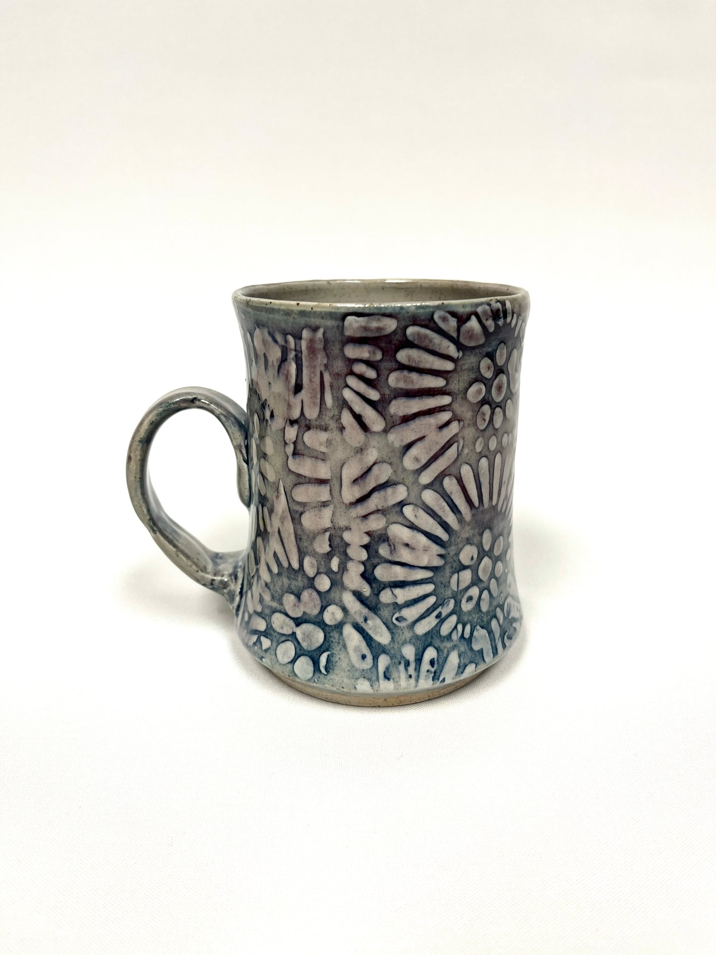 Grey Japanese Carnation Monoprint Mug by Shona Helstrom