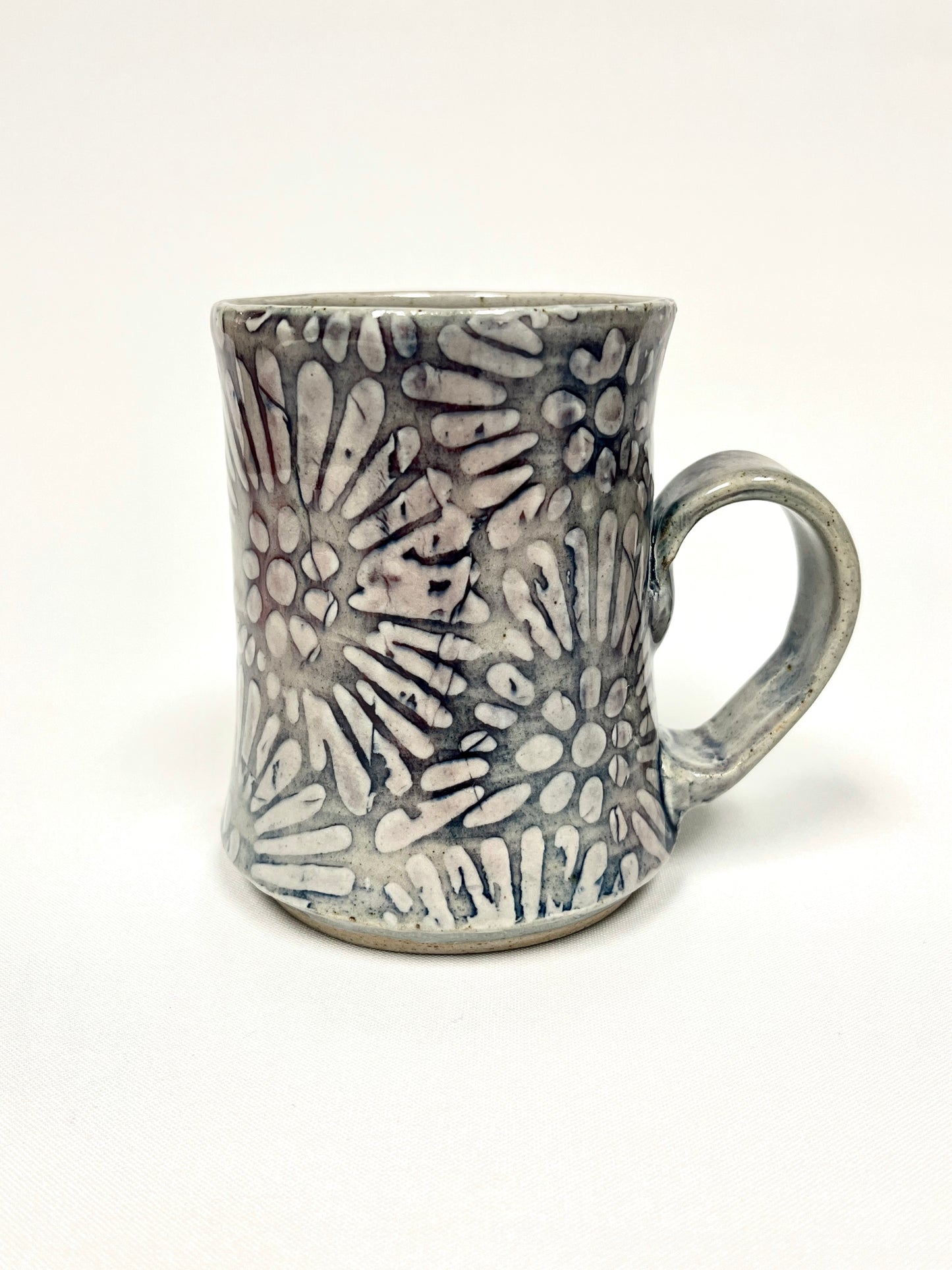 Grey Japanese Carnation Monoprint Mug by Shona Helstrom