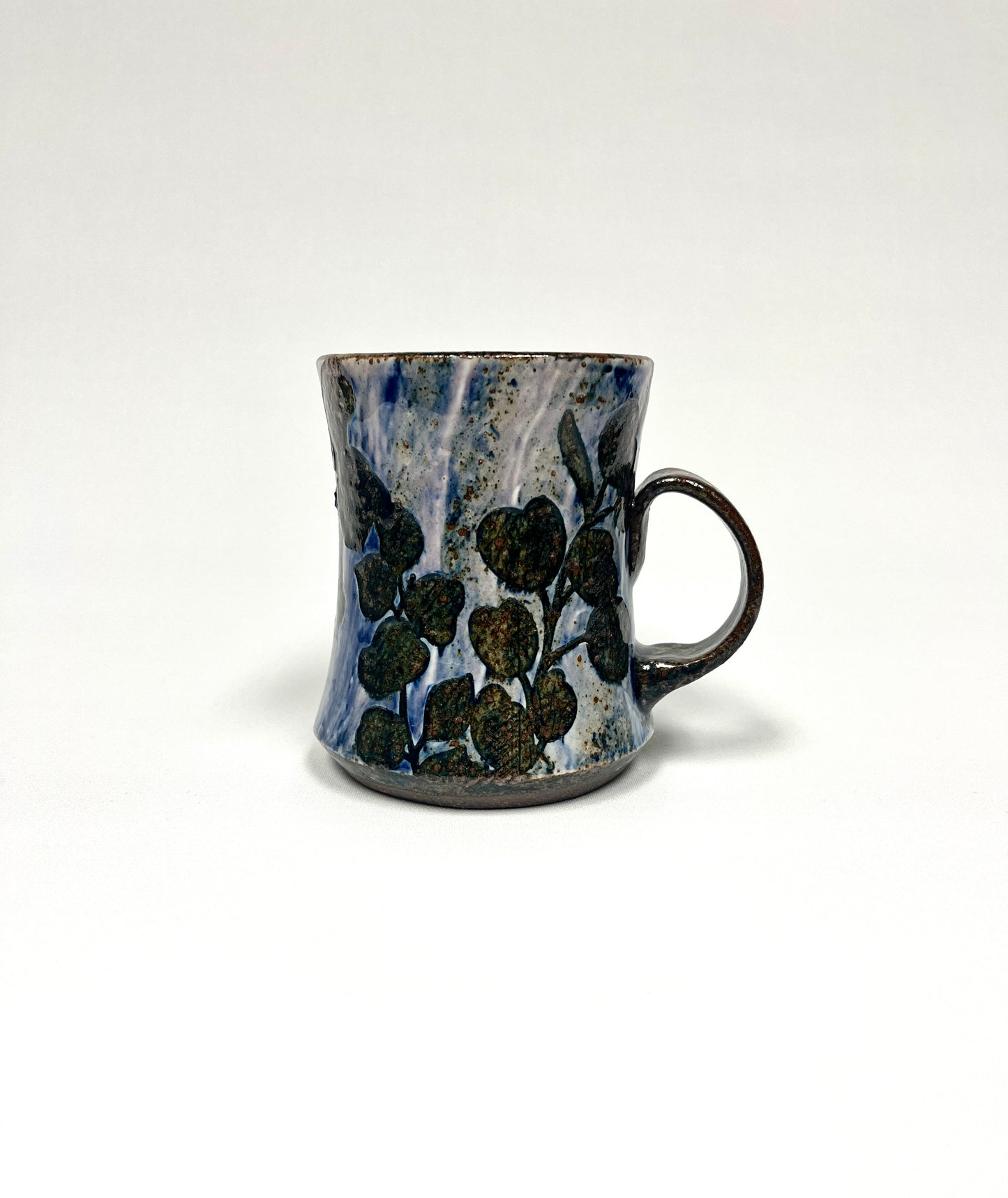 Light Blue Leaf Stenciled Mug by Shona Helstrom