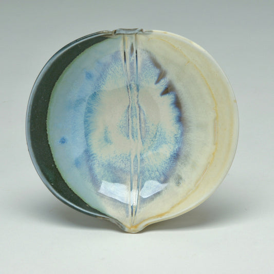 Bowl, Stylized Leaf - Blue and Tan, by Kathryne Koop