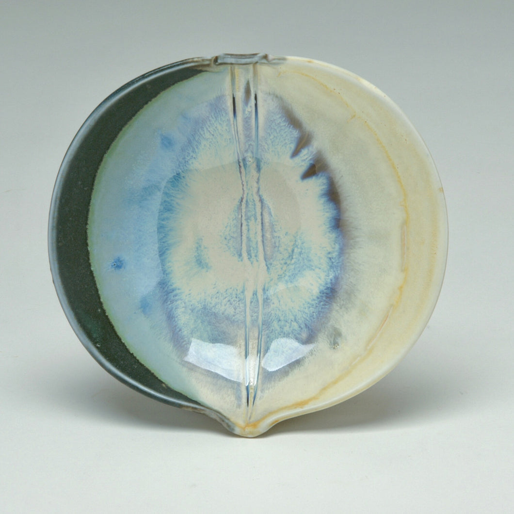Bowl, Stylized Leaf - Blue and Tan, by Kathryne Koop