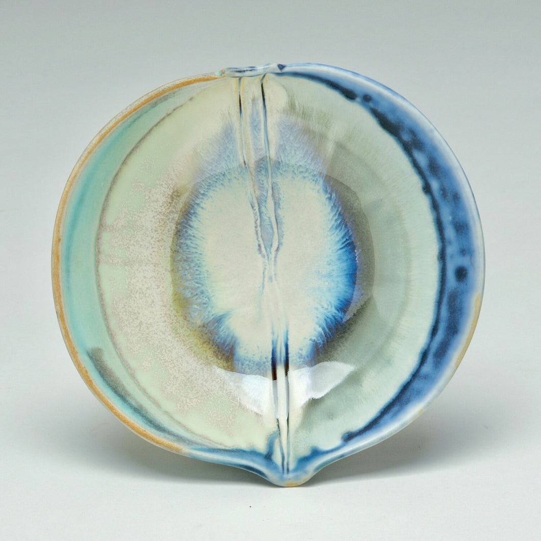 Bowl, Stylized Leaf - Blue and Turquoise, by Kathryne Koop