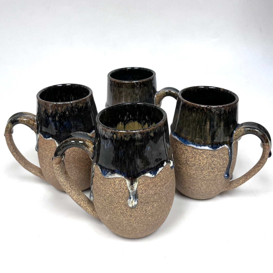 Large Drippy-glazed mugs