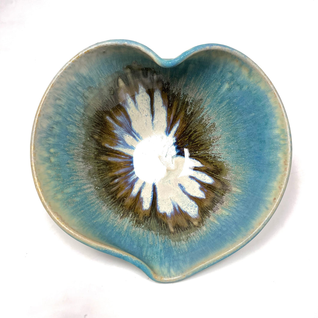 Large Heart Bowl - Turquoise and blue by Jennifer Johnson