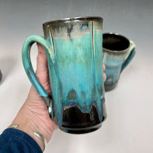 Load image into Gallery viewer, Turquoise and Black Mugs by Valerie Metcalfe
